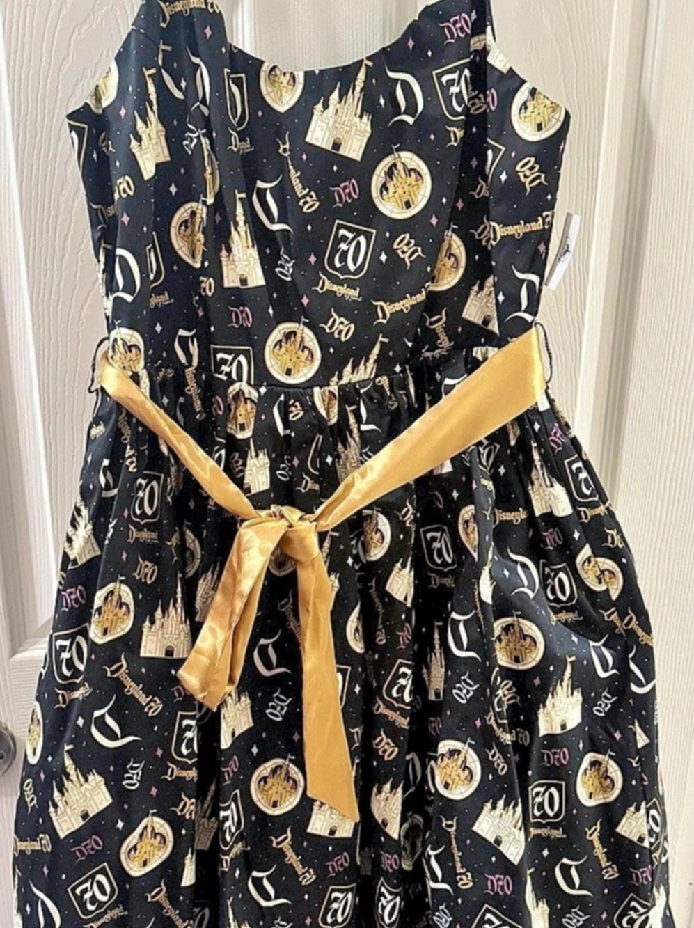 Disney Disneyland 70th Anniversary Size Large NWT Black & Gold Dress